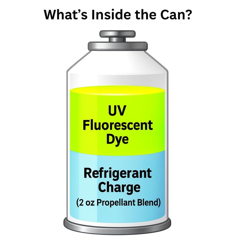 ENVIRO-SAFE UV Dye Charge – Leak Detector for R1234YF, R134a, R12, R22, R600a, R290 & More | Fluorescent AC Leak Detection Dye - Single Can (Include Top Tap) - Image 4